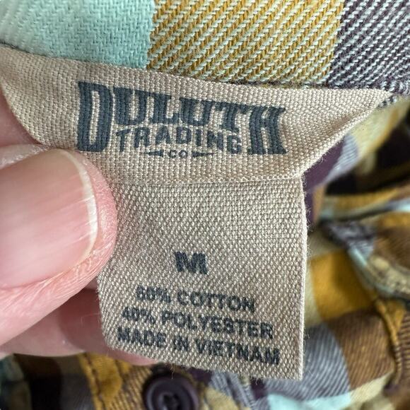 Duluth Trading C0 Crosscut Wicking Flannel Tunic Collarless Womens M Yellow - Picture 7 of 13